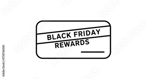 Black Friday Rewards Card Simple Line Art Illustration.