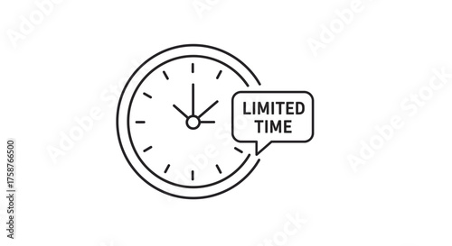 Limited Time Offer Clock Icon Symbolizing Urgency and Scarcity.