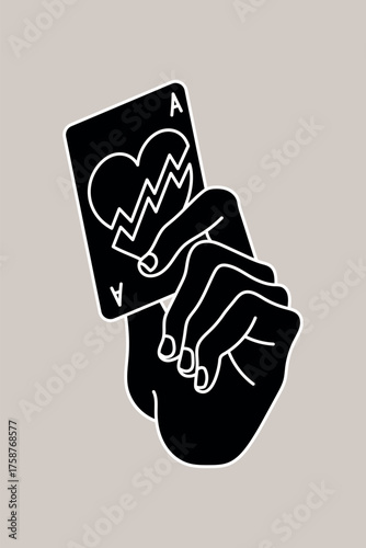 Hand holding play card illustration vector