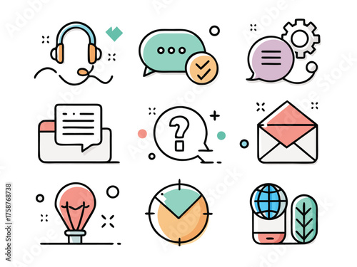 Assorted Vector Icons Offer A Modern Clean Aesthetic For Digital Marketing Use