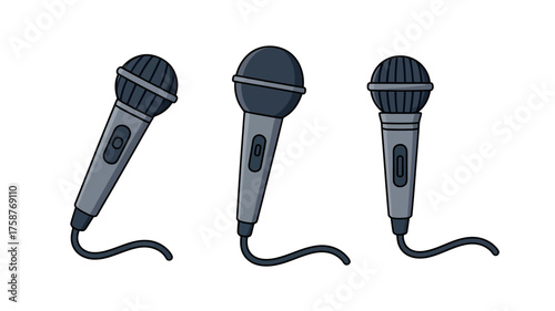 Hair clipper comb and isolated hair clipper with microphone and audio equipment on white background