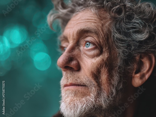 Curly-haired man with a tho...