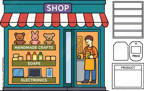 Crafts and Electronics Shopfront with Interactive Labels
