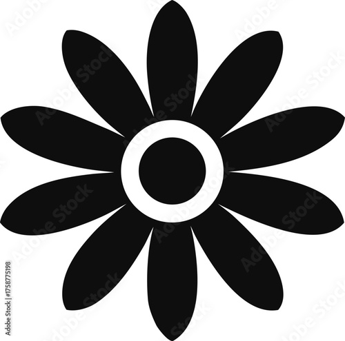 Simple Daisy Flower Black and White Silhouette