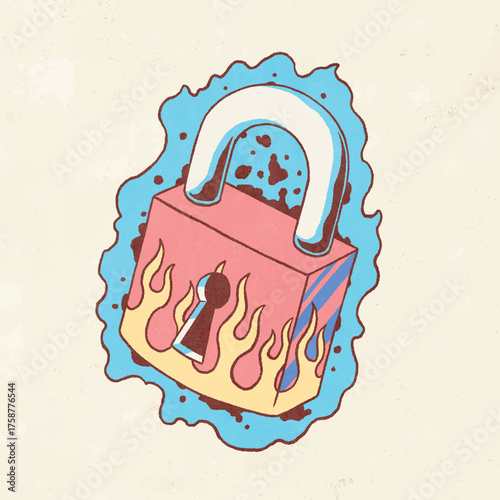 Retro padlock illustration element vector