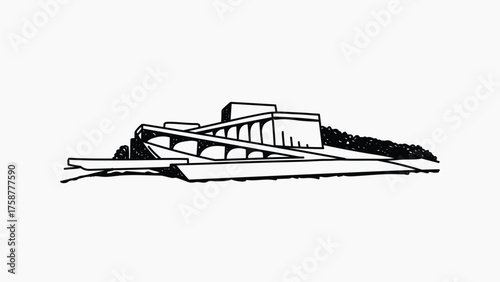Oslo Opera House Norway hand drawn illustration vector