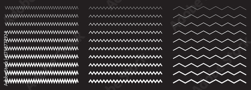 Black and White Wavy Line Pattern Vector on Black Backgrounds. EPS 10.