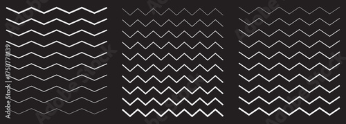 Black and White Wavy Line Pattern Vector on Black Backgrounds. EPS 10.