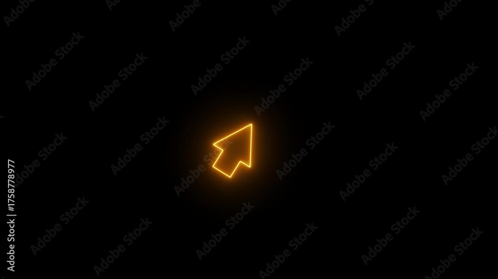 Neon glowing mouse cursor, mouse click or Pointer icon on the black ...