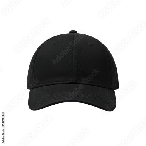 A simple black baseball cap on isolated on white background