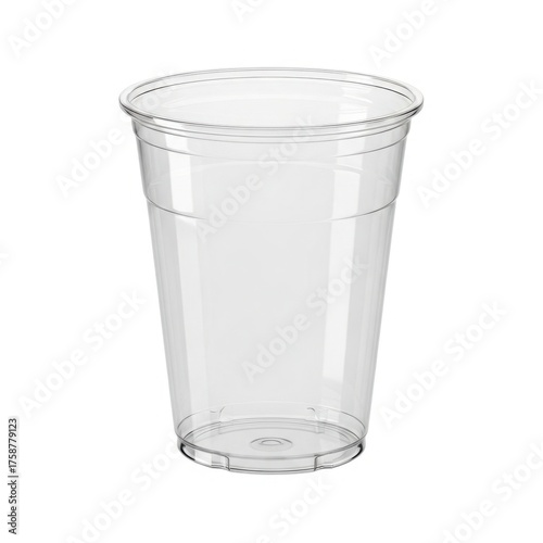 Clear plastic cup for beverages on isolated on white background
