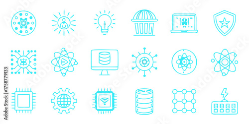 The collection of quantum computing solid icon vectors illustration