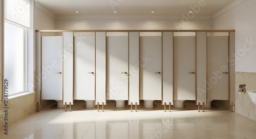 Restroom with Marble Floors and Brass Fixtures