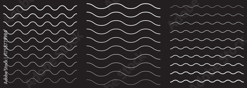 Abstract Zigzag and Wavy Line Pattern Black Background Set On Transparent Background. EPS 10.