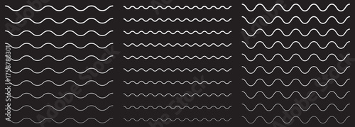 Abstract Zigzag and Wavy Line Pattern Black Background Set On Transparent Background. EPS 10.