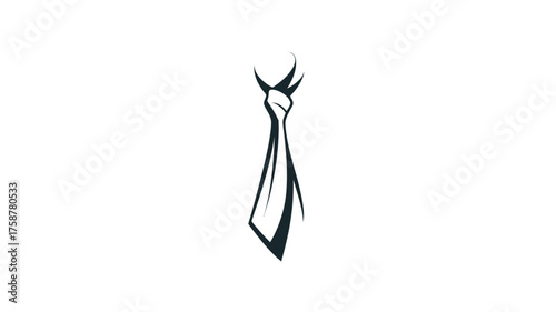 Minimalist black necktie vector illustration. Formal business attire accessory icon, representing elegance, professionalism, and style.