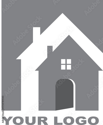 Real estate logo icon showing a house roof and property symbol for business and web illustration