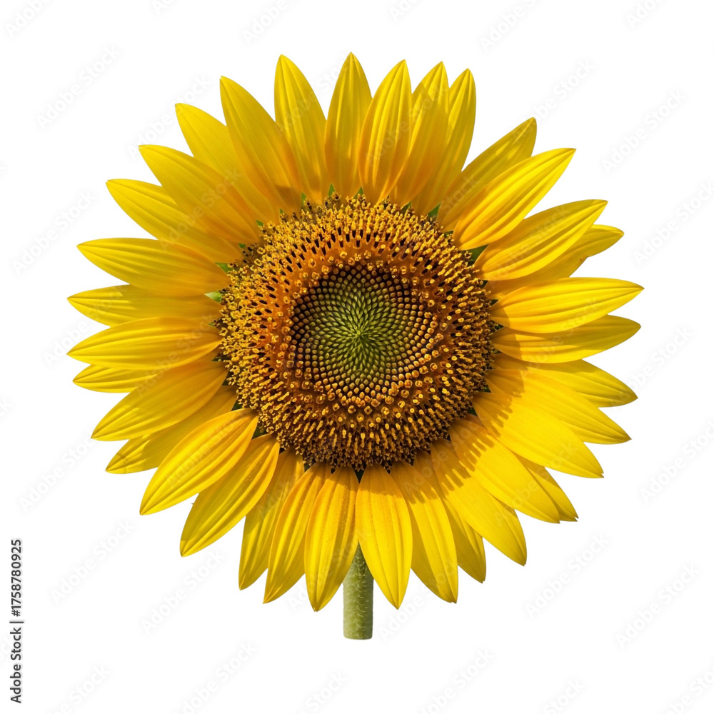 Fototapeta premium Floral Sunflower Bloom Isolated on Transparent Background Depicting Garden and Decorative Design
