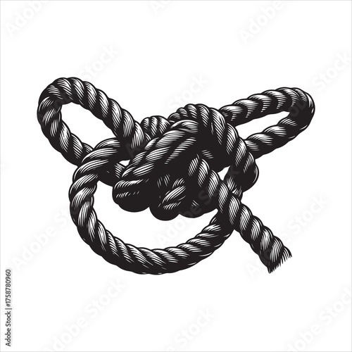 Rope silhouette vector, Simple rope icon silhouette vector illustration. 