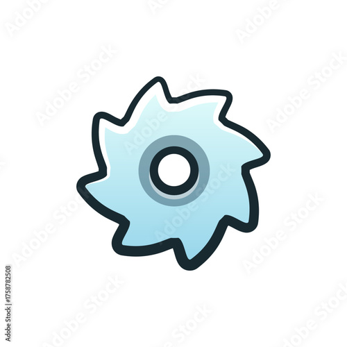 Isolated flat 3d Circular saw icon for game, interface, sticker, app. The sign in a cartoon style for match 3, arcade, rpg. The power tool sprite for craft element in hyper casual mobile game.