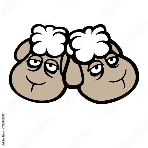 Sheep Couple Tired Sad Sleepy Exhausted Together Weary