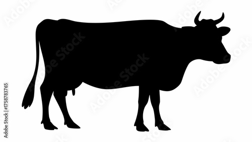 Elegant silhouette of a dairy cow standing calmly, perfect for farm or agriculture themed designs