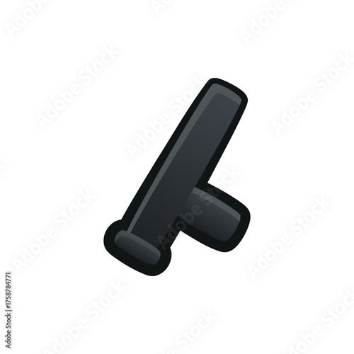 Isolated flat 3d baton icon for game, interface, sticker, app. The sign in a cartoon style for match 3, arcade, rpg. The nightstick sprite for craft element in hyper casual mobile game.