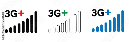 Stay connected with strong 3G+ signal strength, perfect for mobile app designs and network coverage illustrations for a seamless user experience