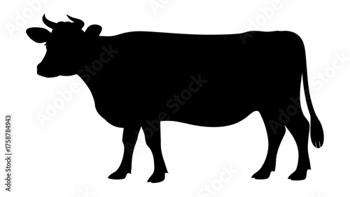 Elegant silhouette of a cow, perfect for dairy farm branding and agricultural designs with rustic charm