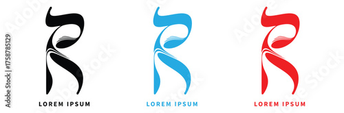 Captivating abstract logo designs in vibrant black blue and red offer versatile branding solutions for modern businesses seeking dynamic visual identity