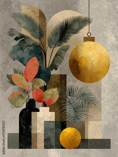 Modern Tropical Christmas with Geometric Botanical Decor