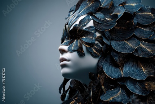 A surreal sculpture of a he...
