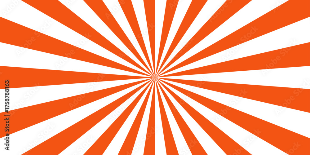 Fototapeta premium Sun ray vector background radial sunrise or sunset light retro design. Minimal sunrise radiate striped wave geometric circus light Colorful sun rays sunburst pattern background. 