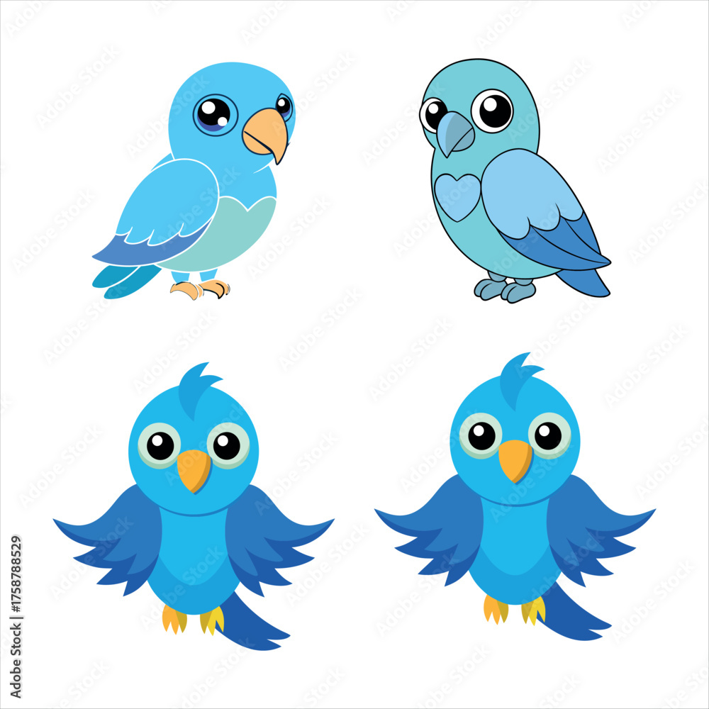 Fototapeta premium set of cartoon birds