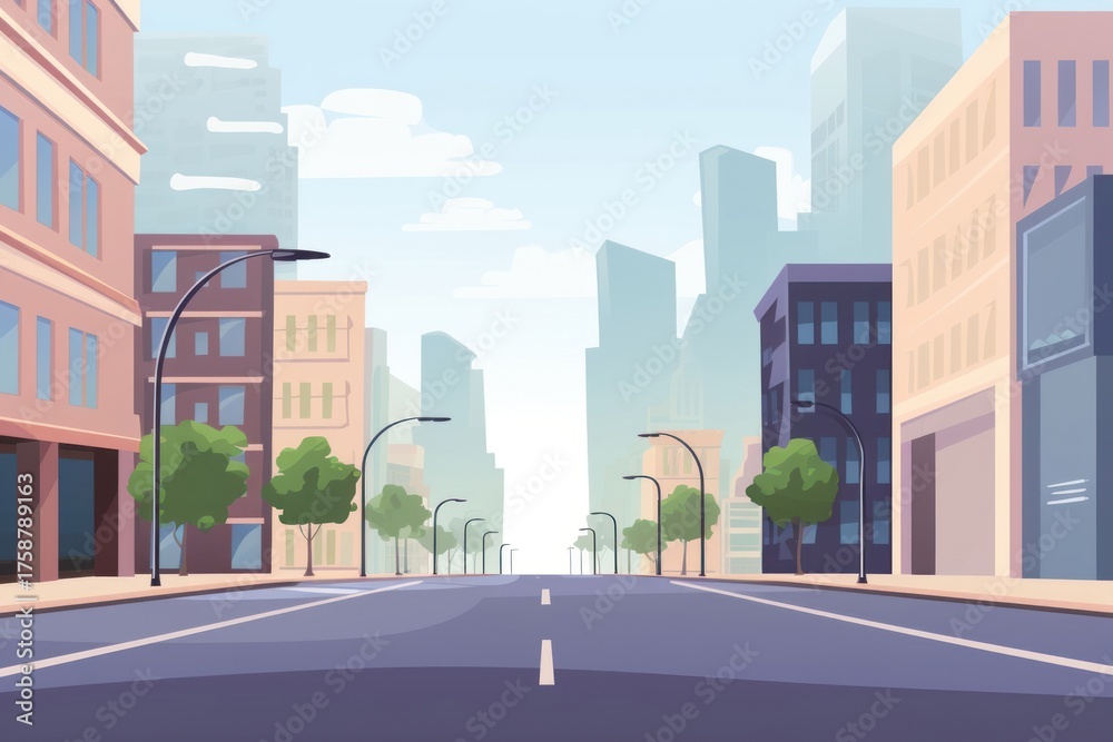 Obraz premium Empty street in the city architecture cityscape downtown.