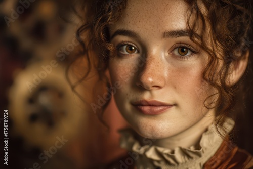 Young woman with curly hair...
