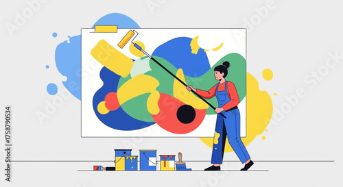 Abstract Art Painter: A Vibrant Scene of Artistic Creativity and Painting Process