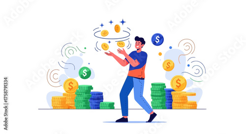 A Person Juggling Money and Illustrating Financial Growth and Wealth Opportunities