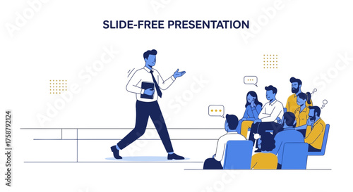 A Dynamic Presentation Depicting Public Speaking And Audience Engagement In A Visual Presentation