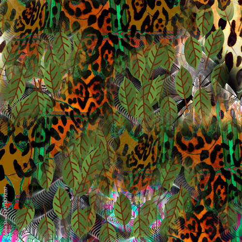 Colorful fashion print leopard designs.Fabric fashion pattern.Wave textile print design,illustration.Fractal colorful pattern.Print pattern illustration.New season fabric print.Textile fashion pattern