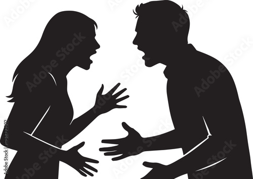"Silhouette of People Arguing – Emotional Conflict and Communication Breakdown"