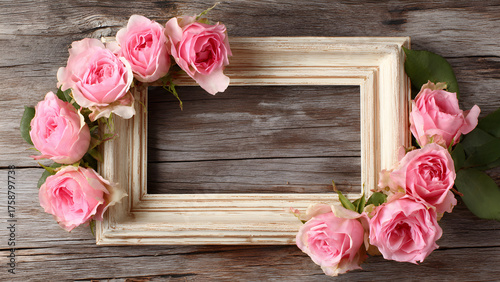 beautiful wooden vintage picture frame fresh pink for mother's day