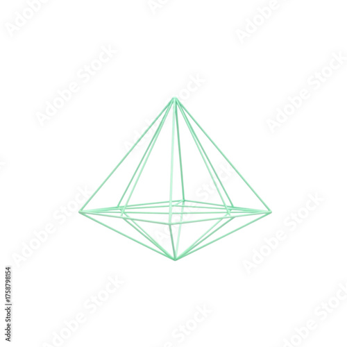 Geometric wireframe octahedron structure with a square prism in the center