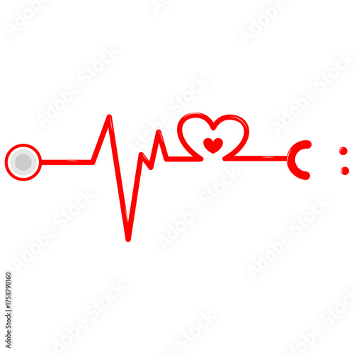 Vibrant red heart beat illustration symbolizes vital signs and heart health, ideal for medical, healthcare, or love themed designs with modern appeal