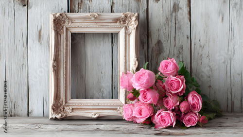 beautiful wooden vintage picture frame fresh pink for mother's day