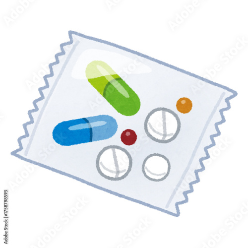 Colorful medicine blister pack filled with health and wellness capsules and pills for pharmacies, drugstores, and medical treatment advertising