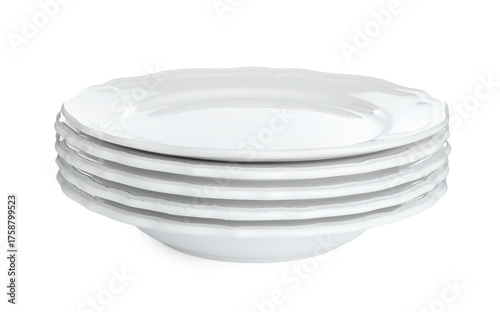 Foto Stack of ceramic plates isolated on white