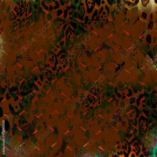 Colorful fashion print leopard designs.Fabric fashion pattern.Wave textile print design,illustration.Fractal colorful pattern.Print pattern illustration.New season fabric print.Textile fashion pattern