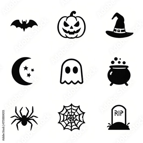 set of halloween icon elements illustrations
