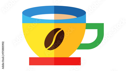 Colorful coffee cup illustration flat vector design element for cafe menu isolated on white background